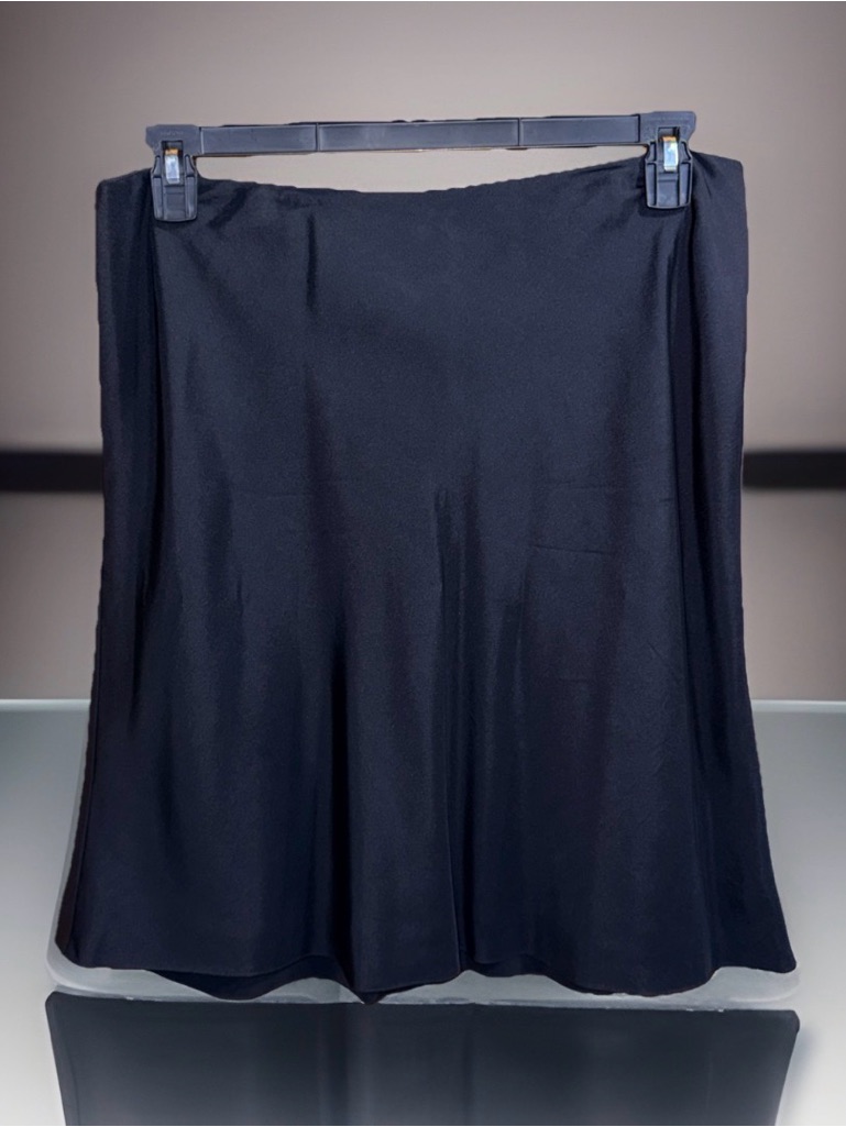Jones Ny Signature Womenâs Black A-Line Circle Silk Skirt W/Side Zip-14-Ec